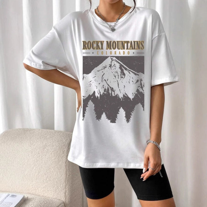 Women’s Oversized T-Shirt – Relaxed Fit – Dropped Shoulders – Graphic Print – Short Sleeve