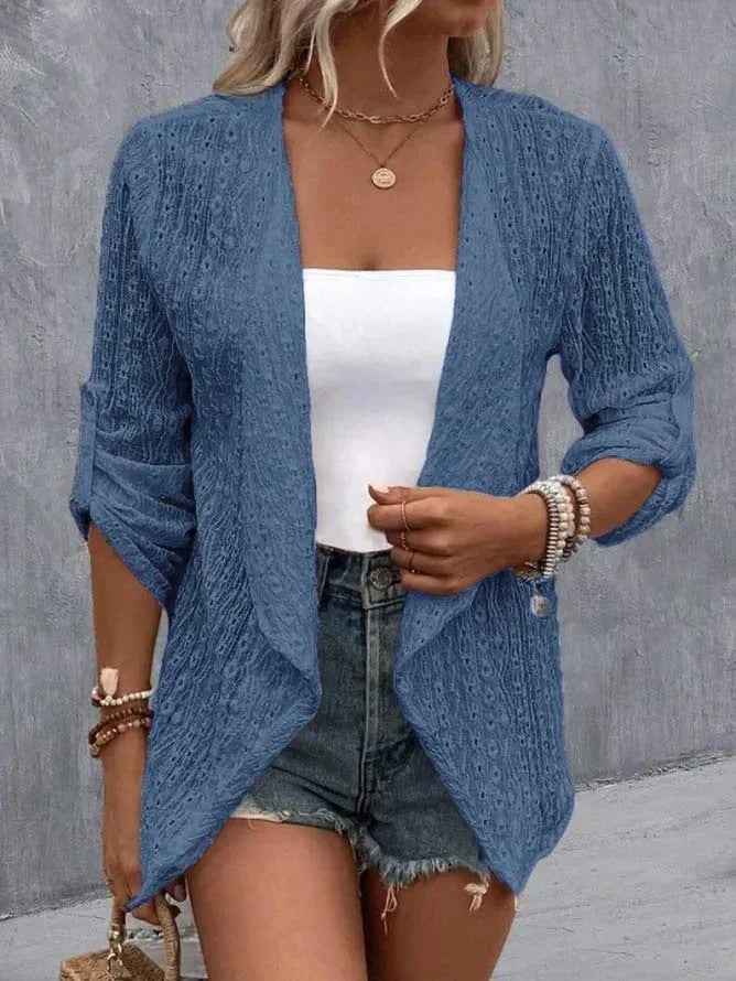 Women’s Cardigan – Crochet Knit – Relaxed Fit – Open Front – Lightweight Boho Layer