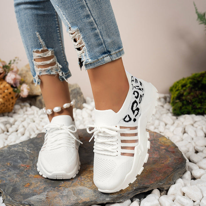 Women’s Athletic Sneakers – Flyknit Upper – Low-Top – Breathable – Cushioned Sole
