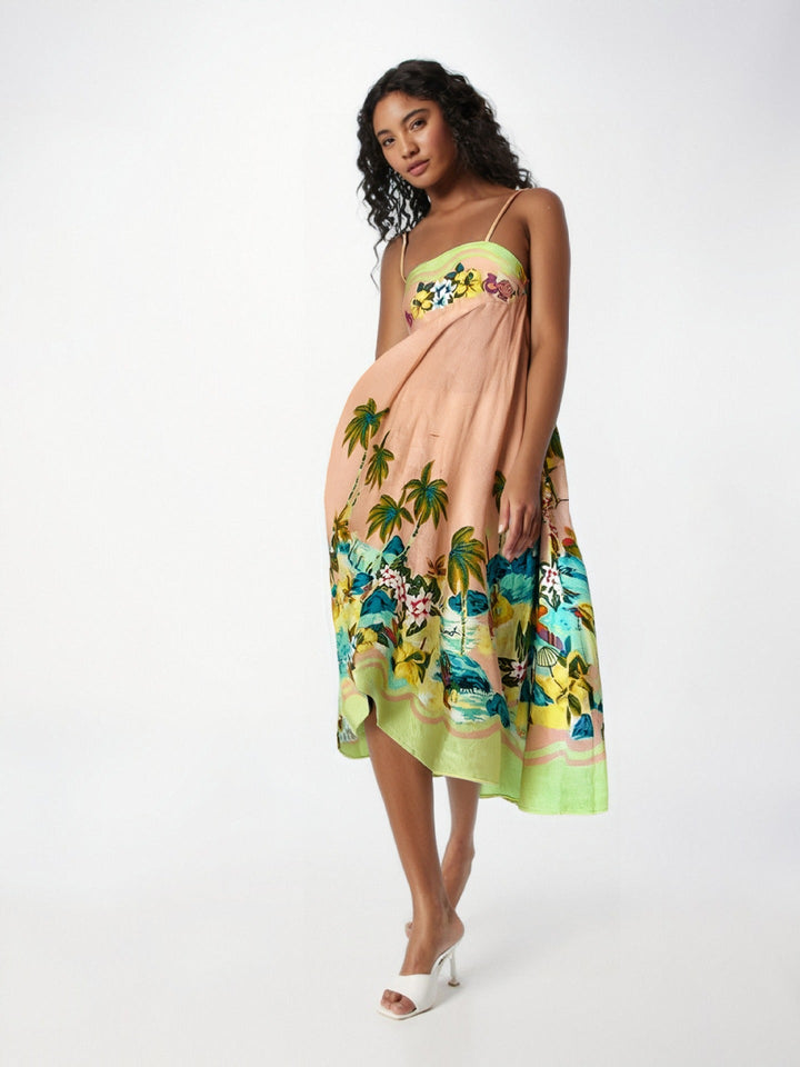 Women’s Maxi Dress – Lightweight Cotton – Flowy Fit – Thin Strap – Boho Print