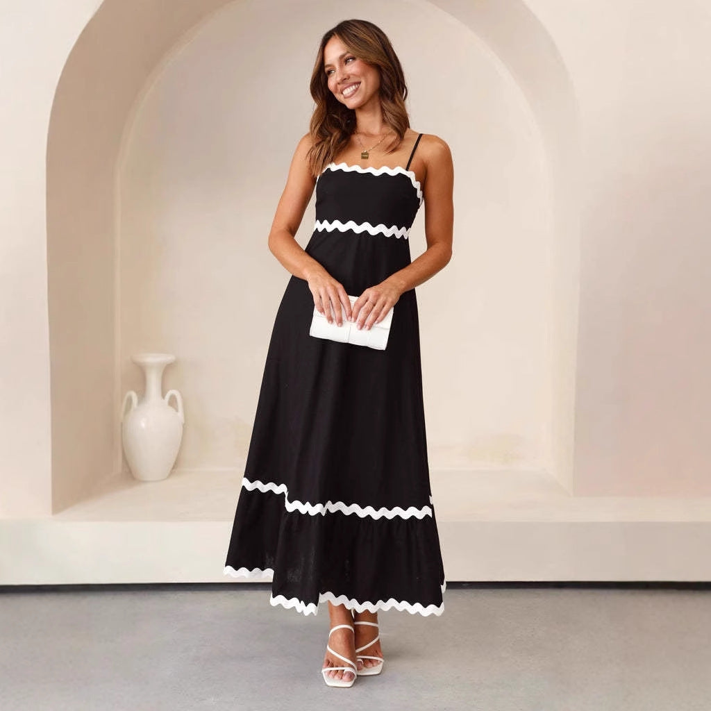 Women’s Maxi Dress – Sleeveless – Spaghetti Straps – Scalloped Trim – Lightweight Fabric