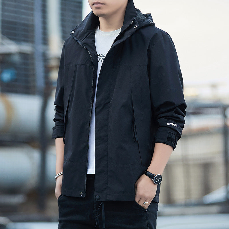 Men's Outdoor Jacket - Windproof Waterproof Shell - Standard Fit - Zip Pockets