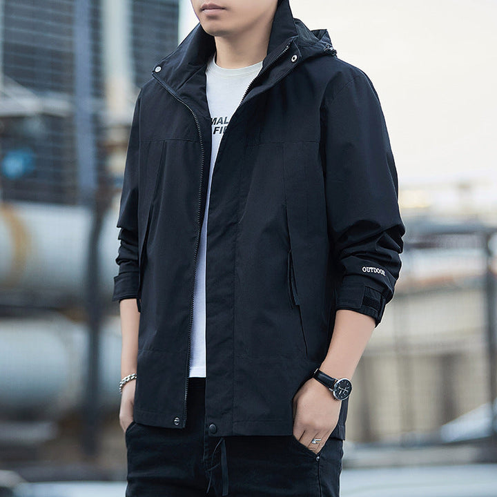 Men's Outdoor Jacket - Windproof Waterproof Shell - Standard Fit - Zip Pockets