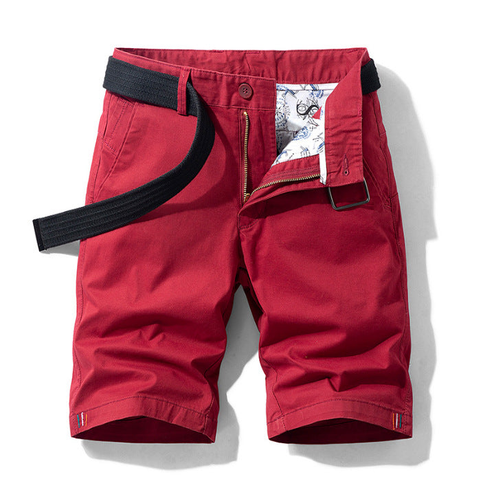 Men's Knee-Length Shorts - Casual Fit - Belted with Side Pockets