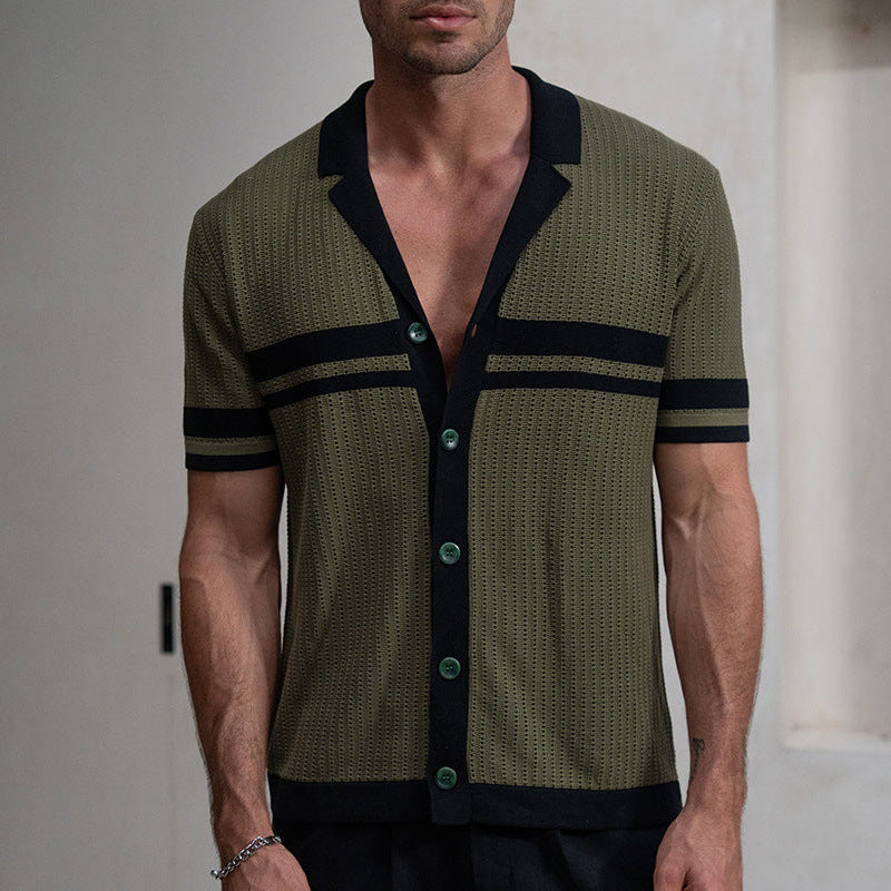 Men’s Polo Shirt - Soft Knit - Regular Fit - Short Sleeve - Contrast Trim Detailing