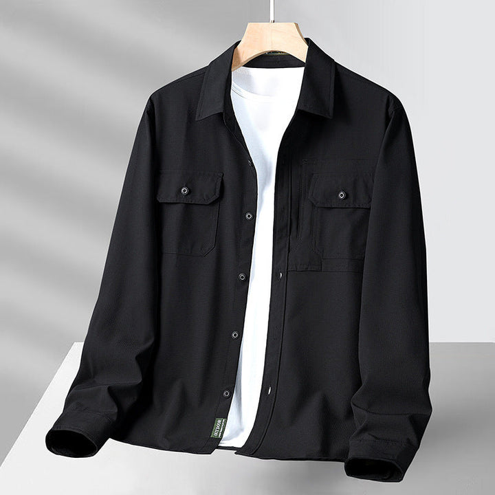 Men’s Long Sleeve Shirt - Relaxed Fit - Lightweight Cotton - Utility Multi-Pocket Design