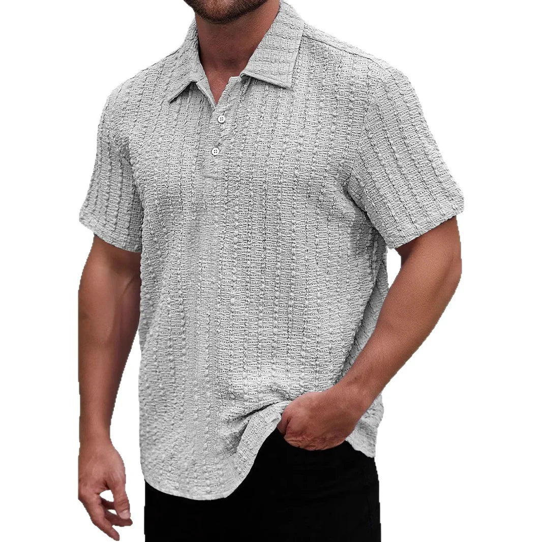 Men’s Polo Shirt – Regular Fit – Textured Soft Knit – Short Sleeve – Breathable Fabric