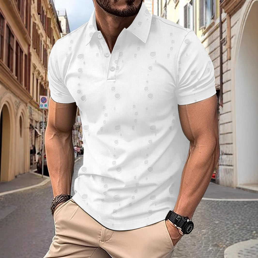 Men’s Polo Shirt - Slim Fit - Distressed Design - Cotton - Casual Wear