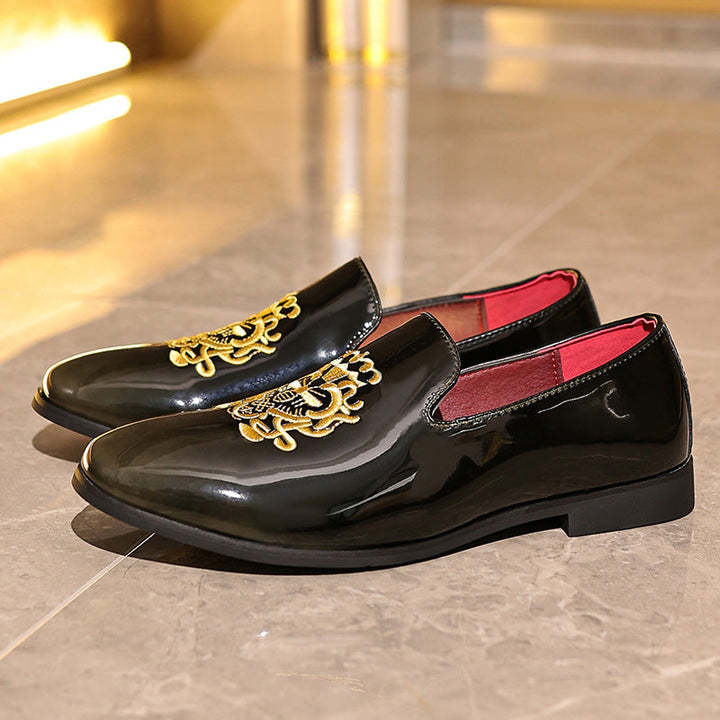 Men’s Loafers – Patent Leather – Embroidered Detailing – Slip-On – Regular Fit – Formal