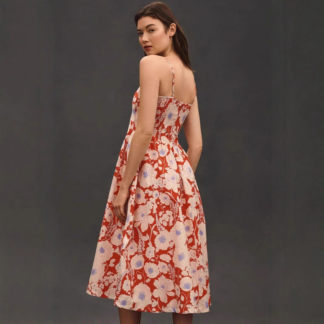 Women’s Sundress - Sleeveless A-Line Fit - Floral Print - Lightweight Breathable Fabric