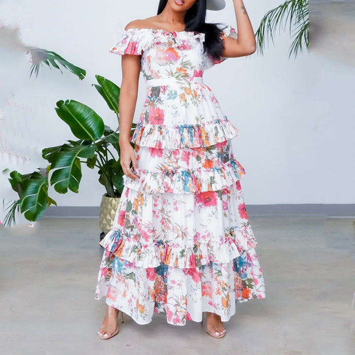 Women’s Maxi Dress – Natural Fibers – Off Shoulder – Tiered Ruffles – Flowy Fit