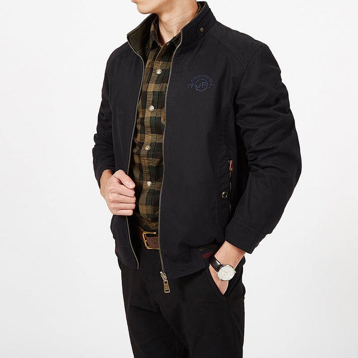 Men’s Reversible Jacket - Cotton Blend - Standard Fit - Zip Front Casual Outerwear