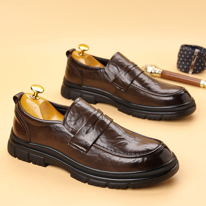 Men’s Leather Loafers – Slip-On Penny Style – Streamlined Fit – Treaded Sole