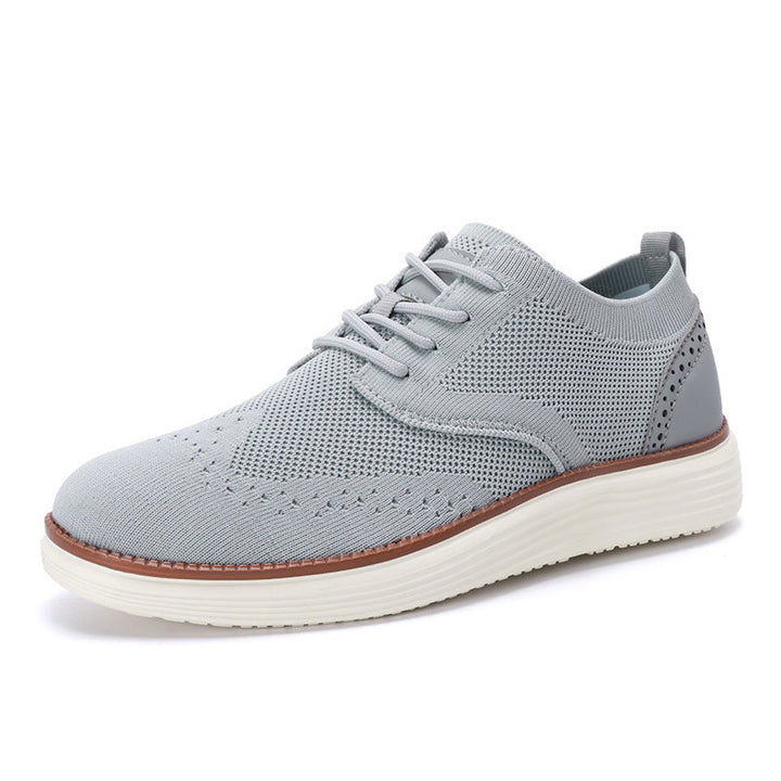 Men’s Knit Dress Shoes – Breathable Fly-Knit – Cushioned Sole – Lace-Up Smart Casual