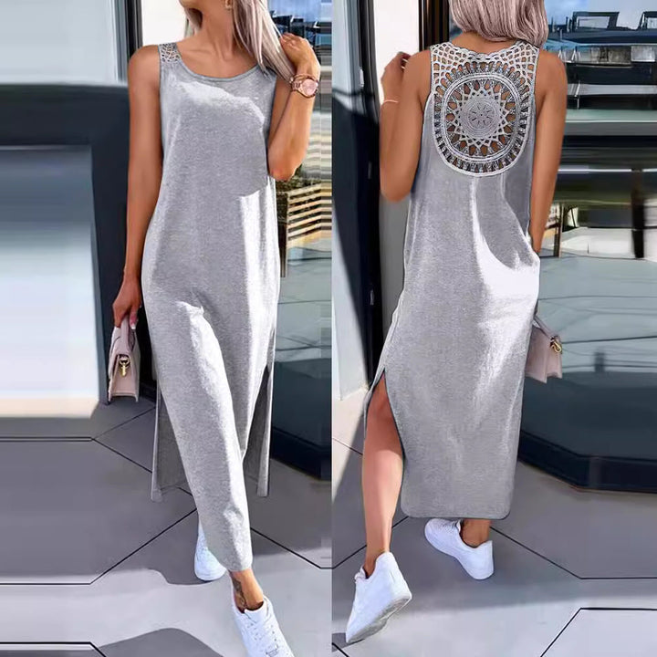 Women’s Maxi Dress – Relaxed Fit – Lace Back – Sleeveless