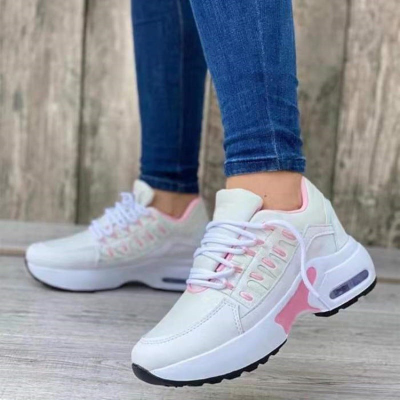 Women’s Athletic Sneakers – Breathable Mesh – Platform Sole – Lace-Up Supportive Fit