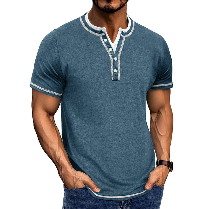 Men’s Henley Shirt – Cotton – Relaxed Fit – Short Sleeve – Button Placket Trim