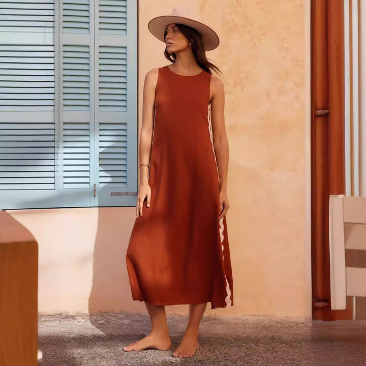 Women’s Maxi Dress - Sleeveless Relaxed Fit - Round Neck - Lightweight Casual Style
