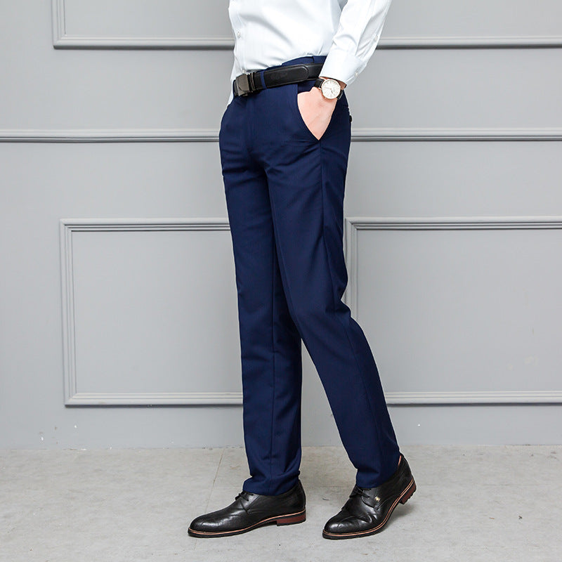 Men’s Trousers – Slim Fit – Stretch Fabric – Wrinkle-Resistant – Flat Front – Full Length