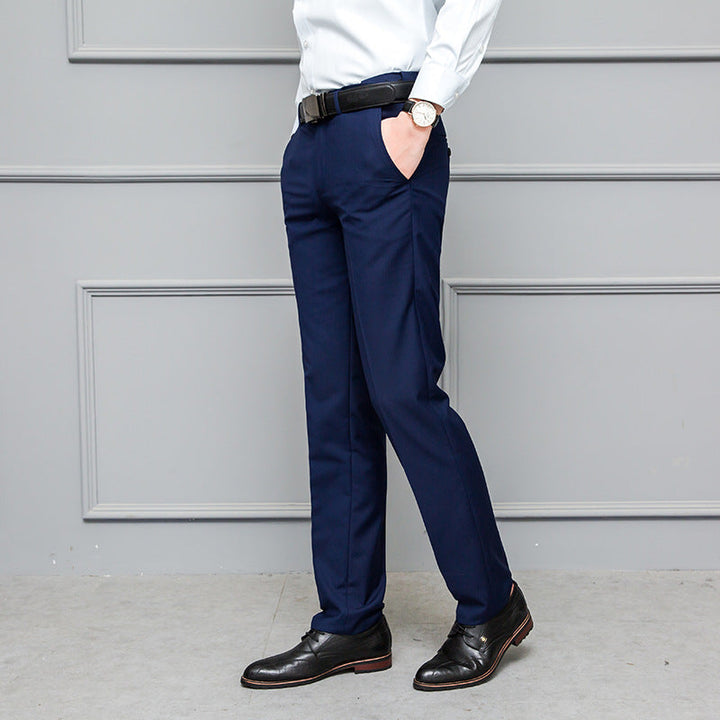 Men’s Trousers – Slim Fit – Stretch Fabric – Wrinkle-Resistant – Flat Front – Full Length
