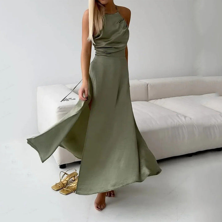 Women’s Maxi Dress - Halter Neck - Open Back - Thigh Slit - Flowy Lightweight Fit