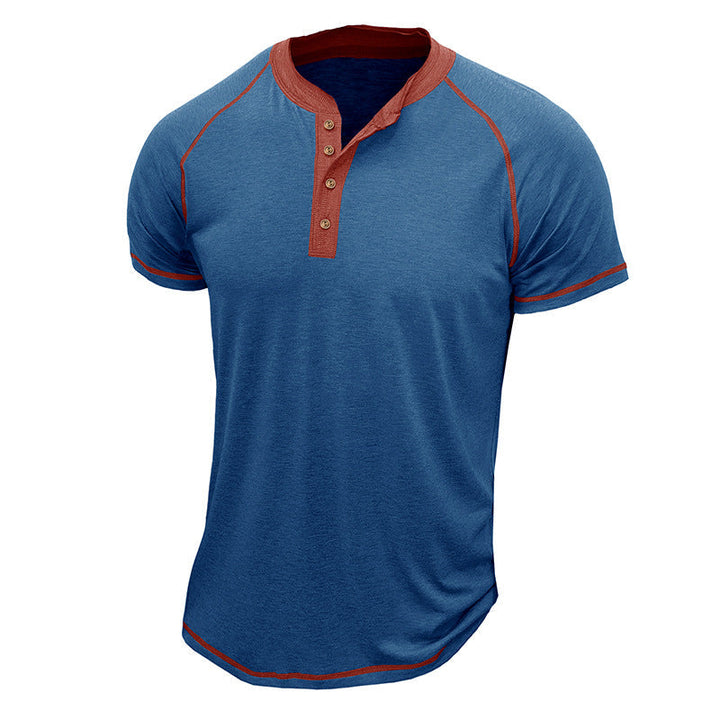 Men’s Henley Shirt – Cotton Blend – Regular Fit – Short Sleeve – Contrast Trim