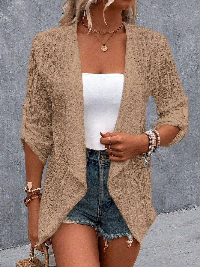 Women’s Cardigan – Crochet Knit – Relaxed Fit – Open Front – Lightweight Boho Layer