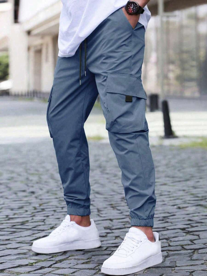 Men’s Cargo Jogger Pants - Cotton Blend - Relaxed Fit - Drawstring Waist - Elastic Cuffs