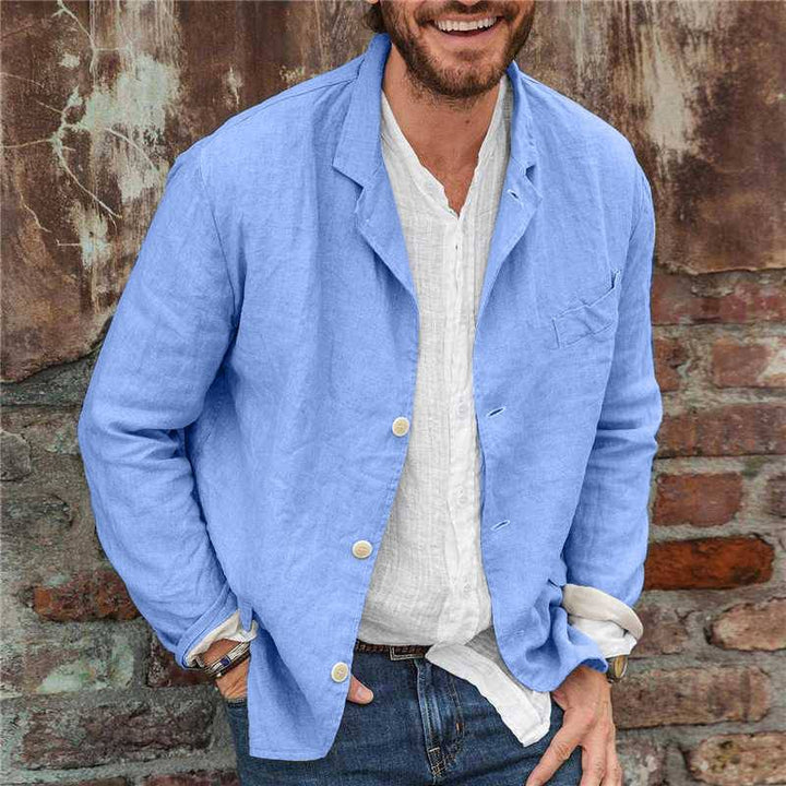 Men’s Casual Blazer - Cotton Linen Blend - Relaxed Fit - Lightweight Breathable Layer