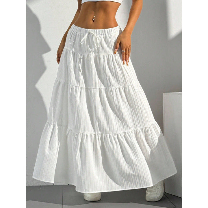Women’s Maxi Skirt – Tiered Design – Elastic Drawstring Waist – Flowy Lightweight Fit