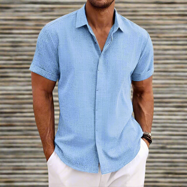 Men’s Short-Sleeve Shirt - Relaxed Fit - Breathable Blend - Button-Down Casual Style