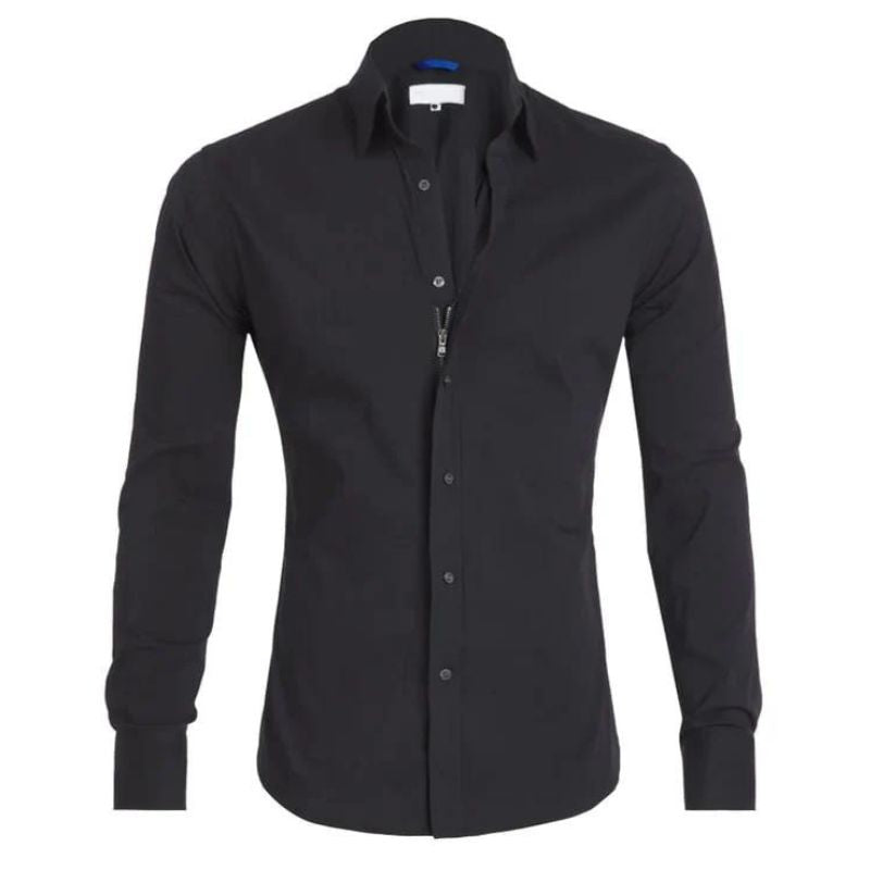 Men’s Zipper Shirt – Slim Fit – Breathable Blend – Wrinkle-Resistant – Smart Casual