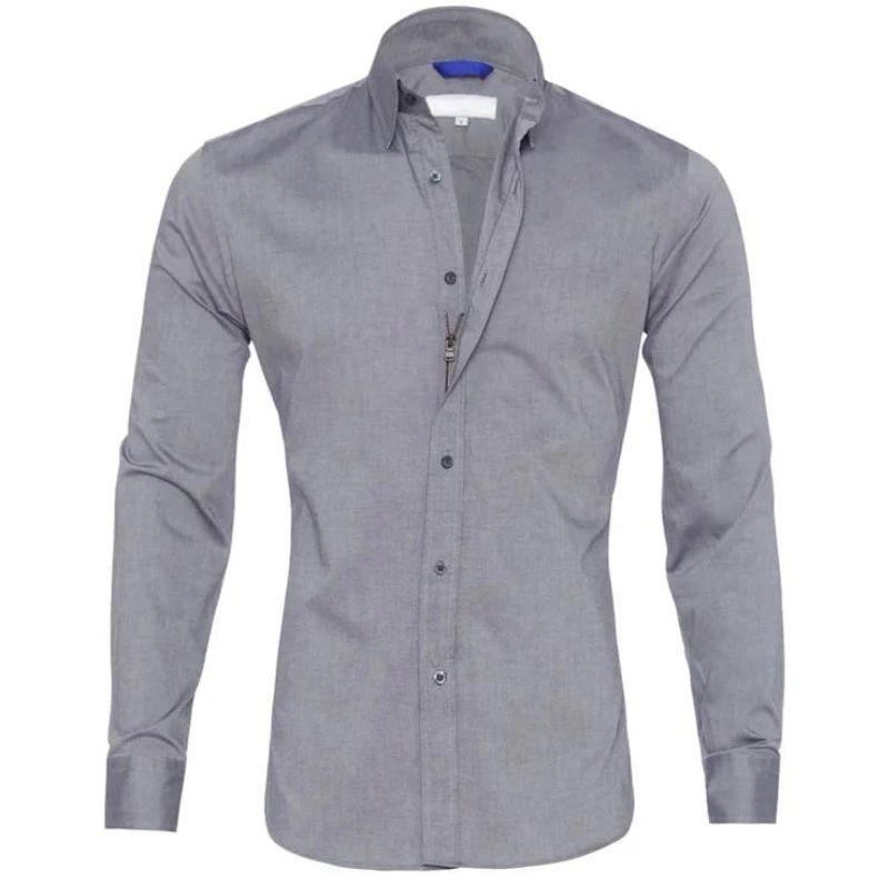 Men’s Zipper Shirt – Slim Fit – Breathable Blend – Wrinkle-Resistant – Smart Casual
