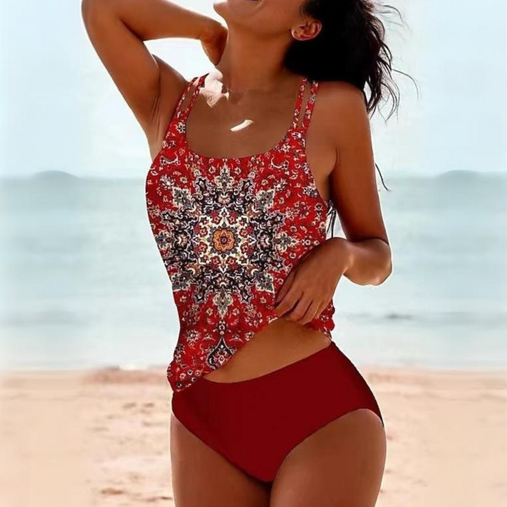 Women’s Tankini Swimsuit – Adjustable Strap Top – Scoop Neck – Bikini Bottom Set