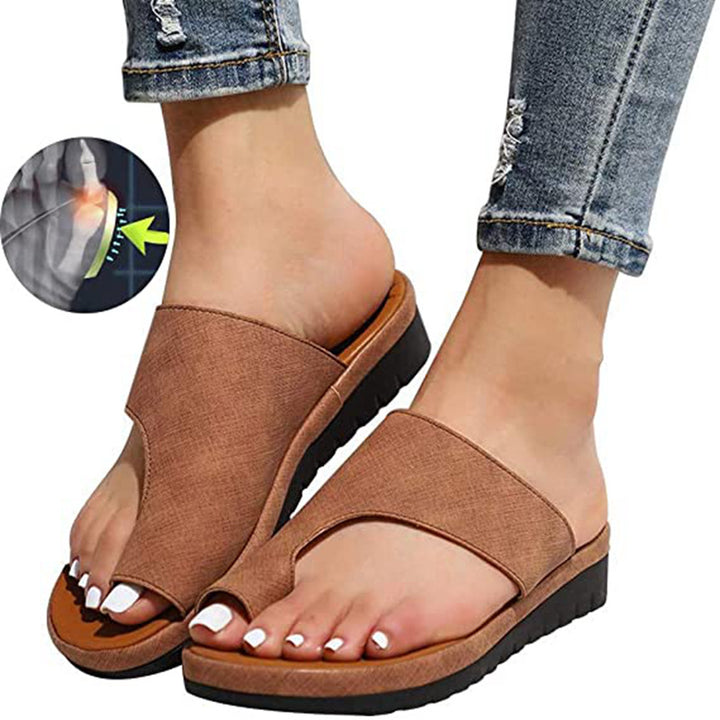 Women’s Wedge Heel Slippers – Open Toe – Soft Flexible Upper – Orthopedic Slip-On