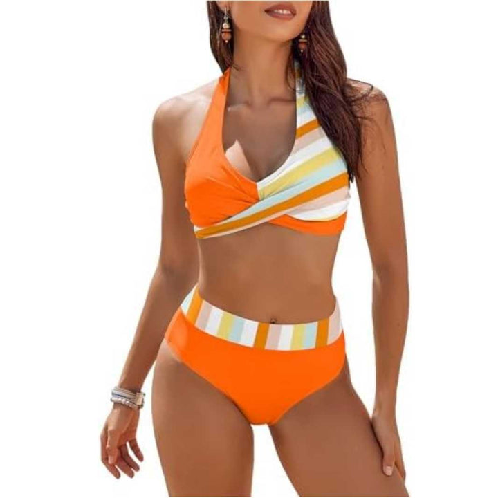 Women’s Bikini Set – Push-Up Halter Top – High-Waisted Bottom – Breathable Blend