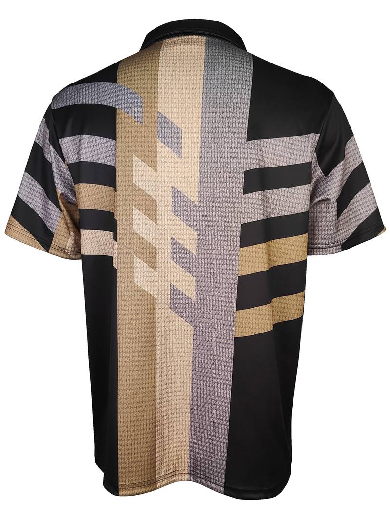Men’s Polo Shirt - Textured Fabric - Geometric Abstract Pattern - Short Sleeve