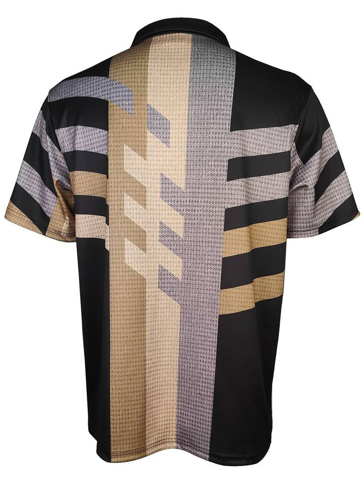 Men’s Polo Shirt - Textured Fabric - Geometric Abstract Pattern - Short Sleeve