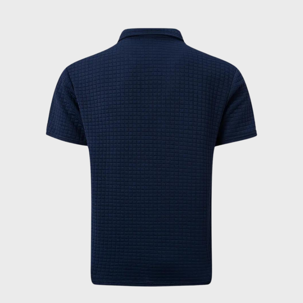 Men’s Polo Shirt - Slim Fit - Soft Knit - Textured Design - Contrast Trim Casual Style