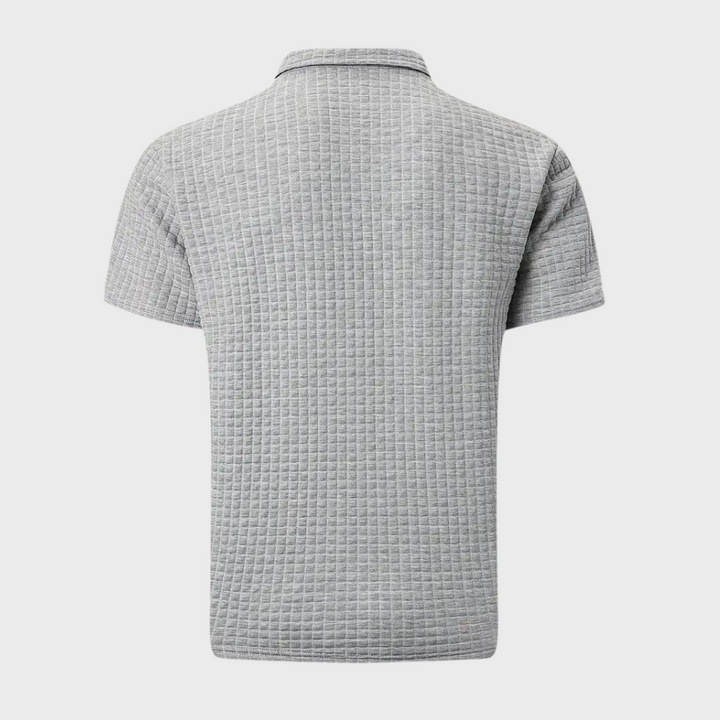 Men’s Polo Shirt - Slim Fit - Soft Knit - Textured Design - Contrast Trim Casual Style