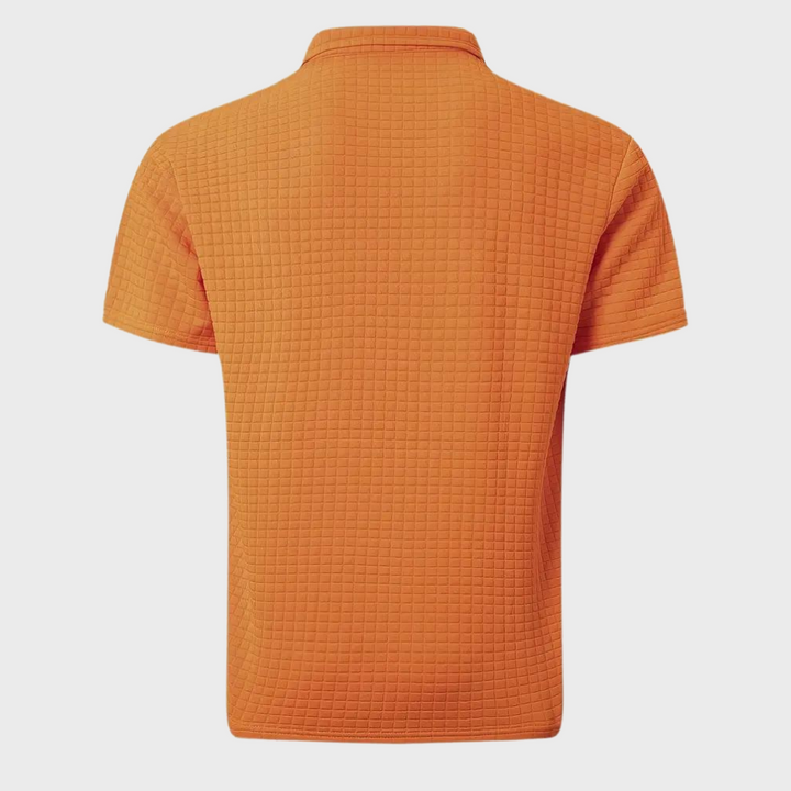 Men’s Polo Shirt - Slim Fit - Soft Knit - Textured Design - Contrast Trim Casual Style