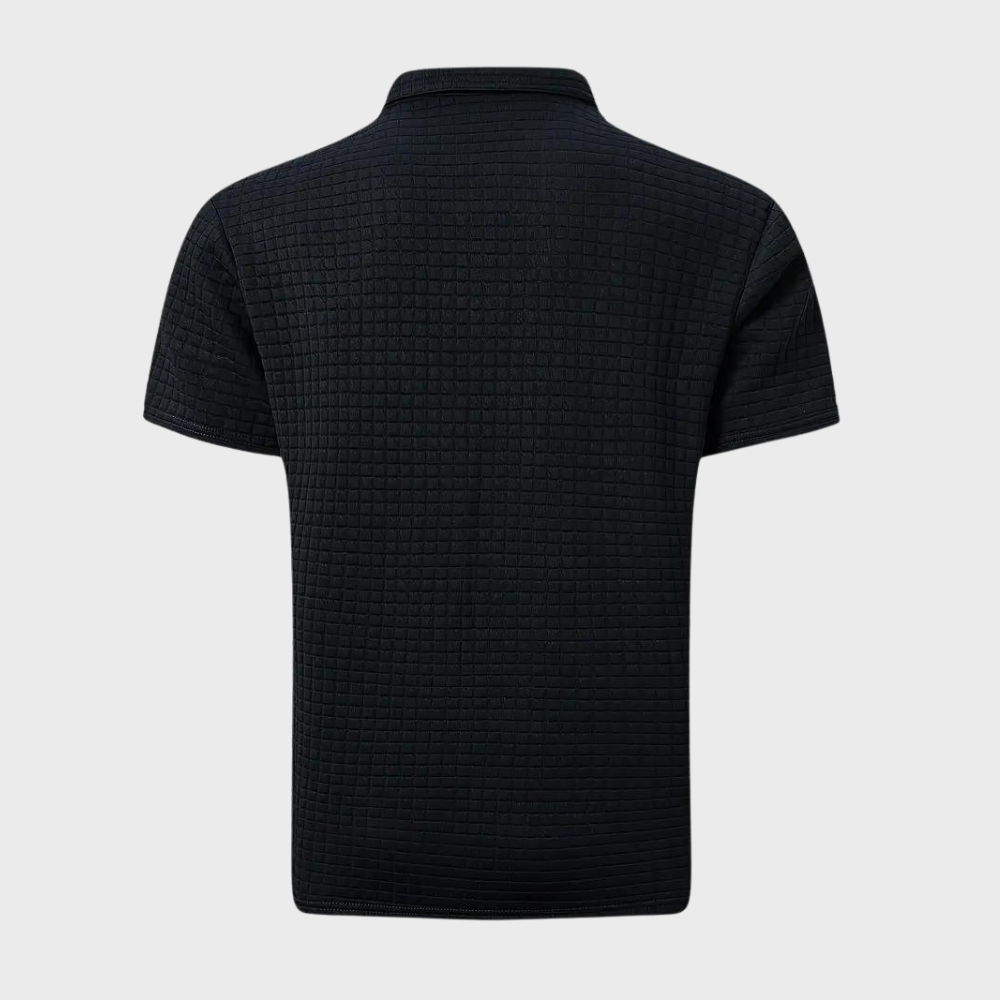 Men’s Polo Shirt - Slim Fit - Soft Knit - Textured Design - Contrast Trim Casual Style