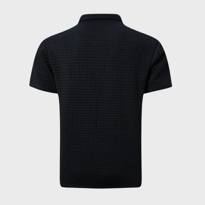 Men’s Polo Shirt - Slim Fit - Soft Knit - Textured Design - Contrast Trim Casual Style