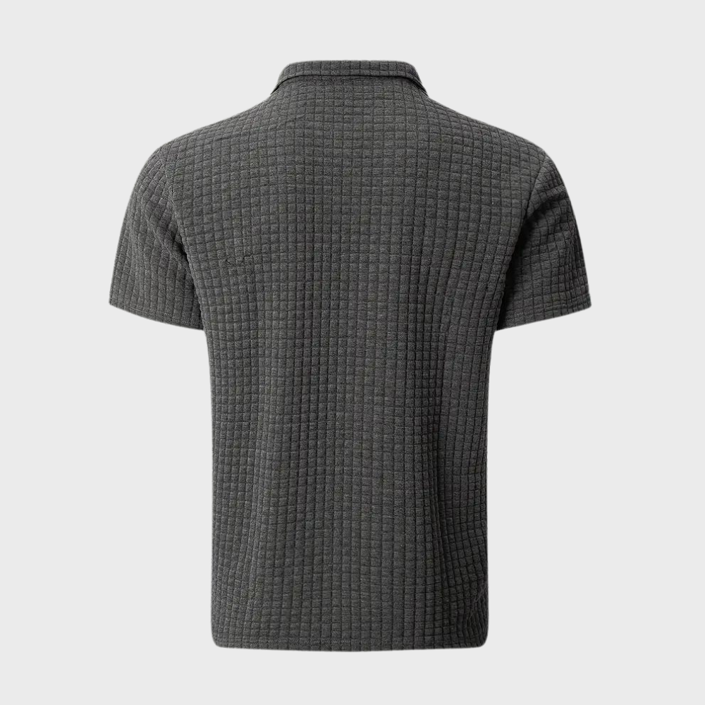 Men’s Polo Shirt - Slim Fit - Soft Knit - Textured Design - Contrast Trim Casual Style