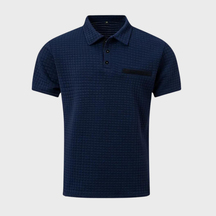 Men’s Polo Shirt - Slim Fit - Soft Knit - Textured Design - Contrast Trim Casual Style