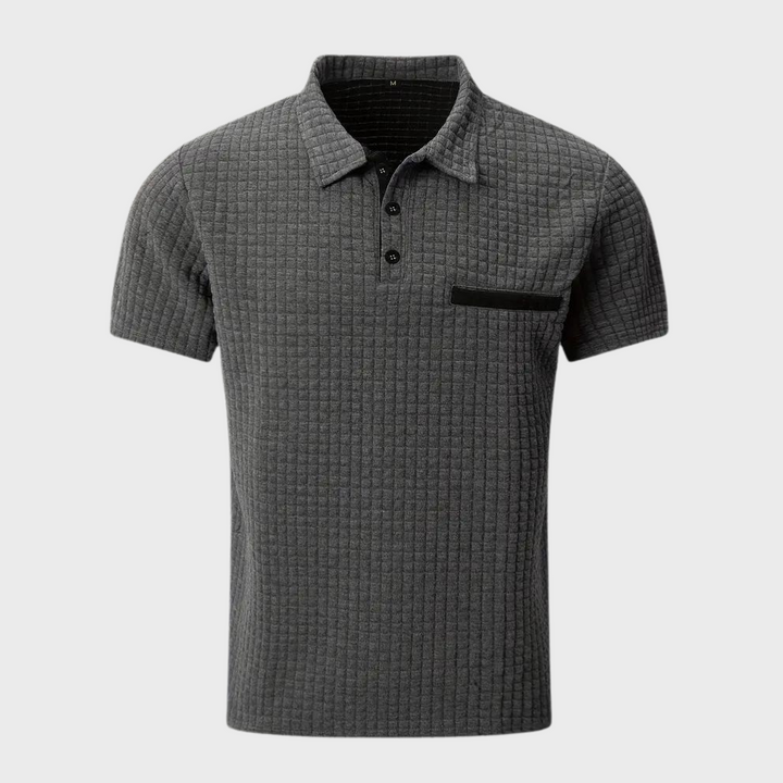 Men’s Polo Shirt - Slim Fit - Soft Knit - Textured Design - Contrast Trim Casual Style