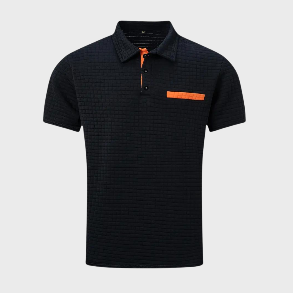 Men’s Polo Shirt - Slim Fit - Soft Knit - Textured Design - Contrast Trim Casual Style