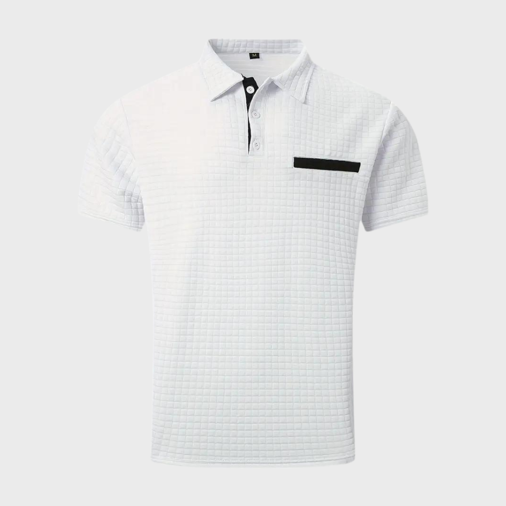 Men’s Polo Shirt - Slim Fit - Soft Knit - Textured Design - Contrast Trim Casual Style