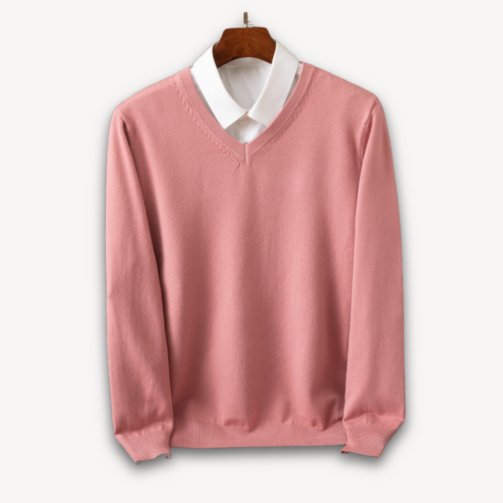 Men’s V-Neck Sweater – Slim Fit – Soft Knit – Ribbed Detail – Lightweight Luxury Fabric
