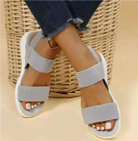 Women’s Sandals – Open Toe – Breathable Blend – Cushioned Sole – Elastic Straps – Casual Fit
